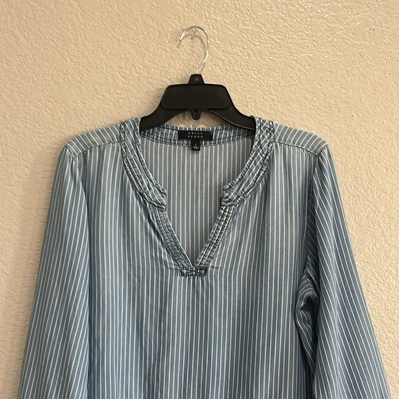 Kelly Renee Blouse Women Large Blue Striped Long Sleeve Bell Sleeve V Neck Boho - Picture 5 of 9